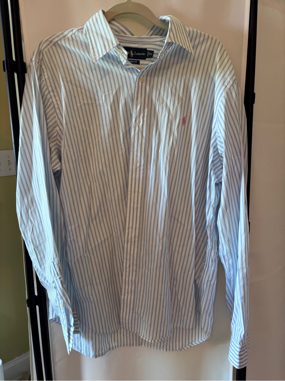 Ralph Lauren Blue & White Vertical Stripe Dress Shirt